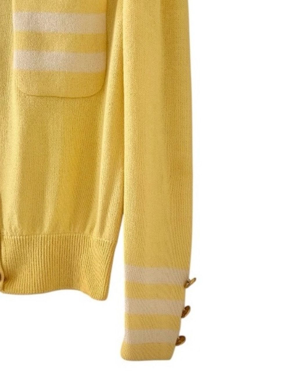 St. John Yellow with White Detail Santana Knit Skirt Suit Set Size 4 - Picture 7 of 13